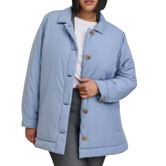 torrid Jackets & Blazers - NWT! Torrid Poly Fill Shacket Baby Blue Button Front Collared Plus Size 2x
